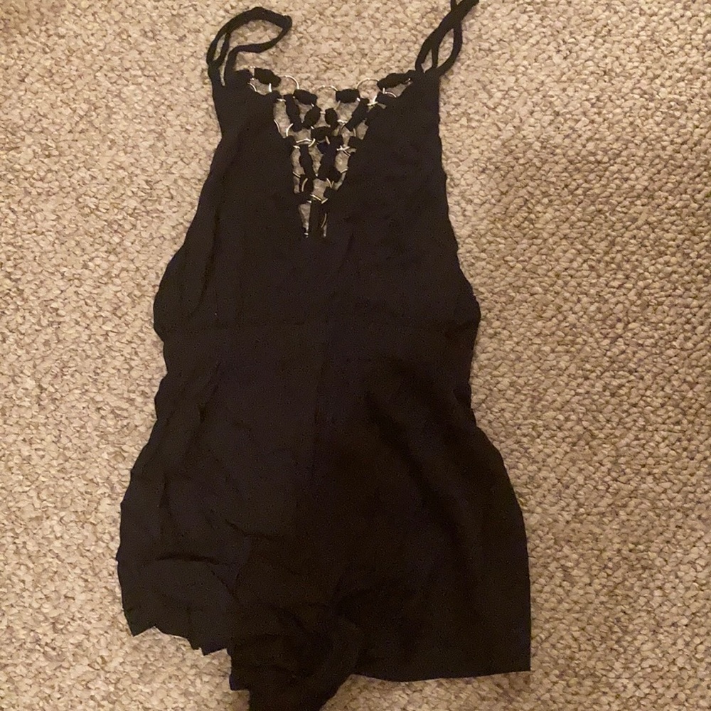 Black romper with metal details sz m NWT